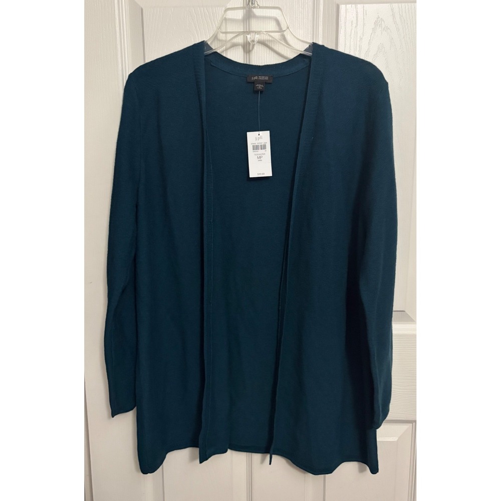 NEW J Jill | Tidewater Teal Cardigan Long Line Sz MP 276352 Wearever Essentials